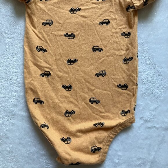 Pekkle Baby Toddler Bodysuit Short Sleeve Shirt 18M | Mustard Yellow Vehicle GUC - Picture 12 of 13